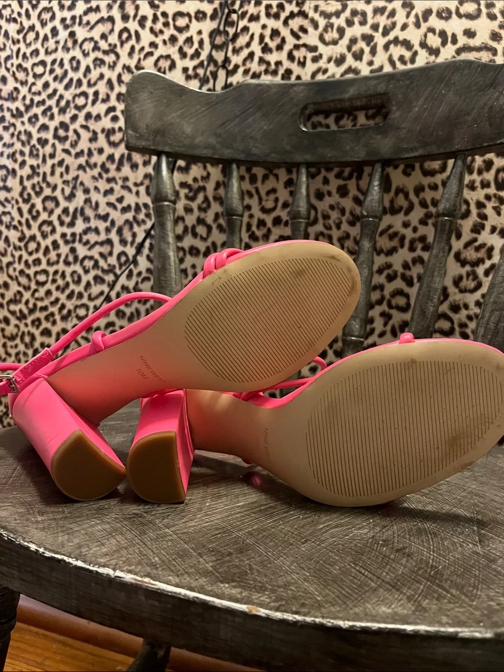 Nine West Hot Pink Strappy Block Heel Sandals